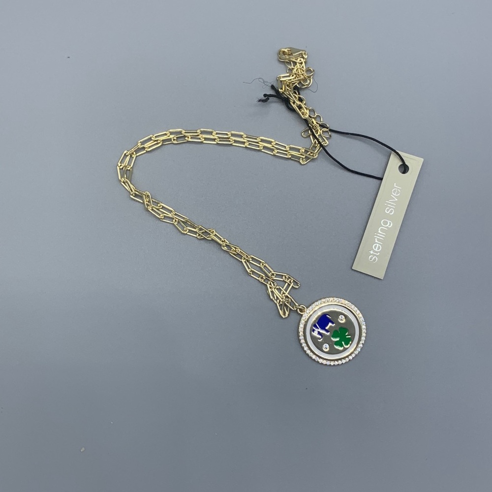 Paper Clip Chain Good Luck Pendant Necklace 925
